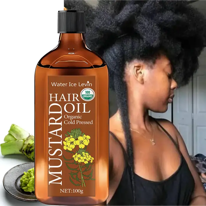 Huile de Moutarde Bio Pressée à Froid pour Cheveux - Acide Hyaluronique et Vitamines