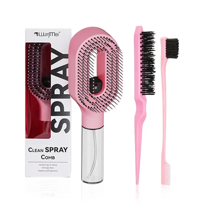 Brosse démêlante avec vaporisateur, peigne de massage du cuir chevelu 2-en-1 pour cheveux humides/se