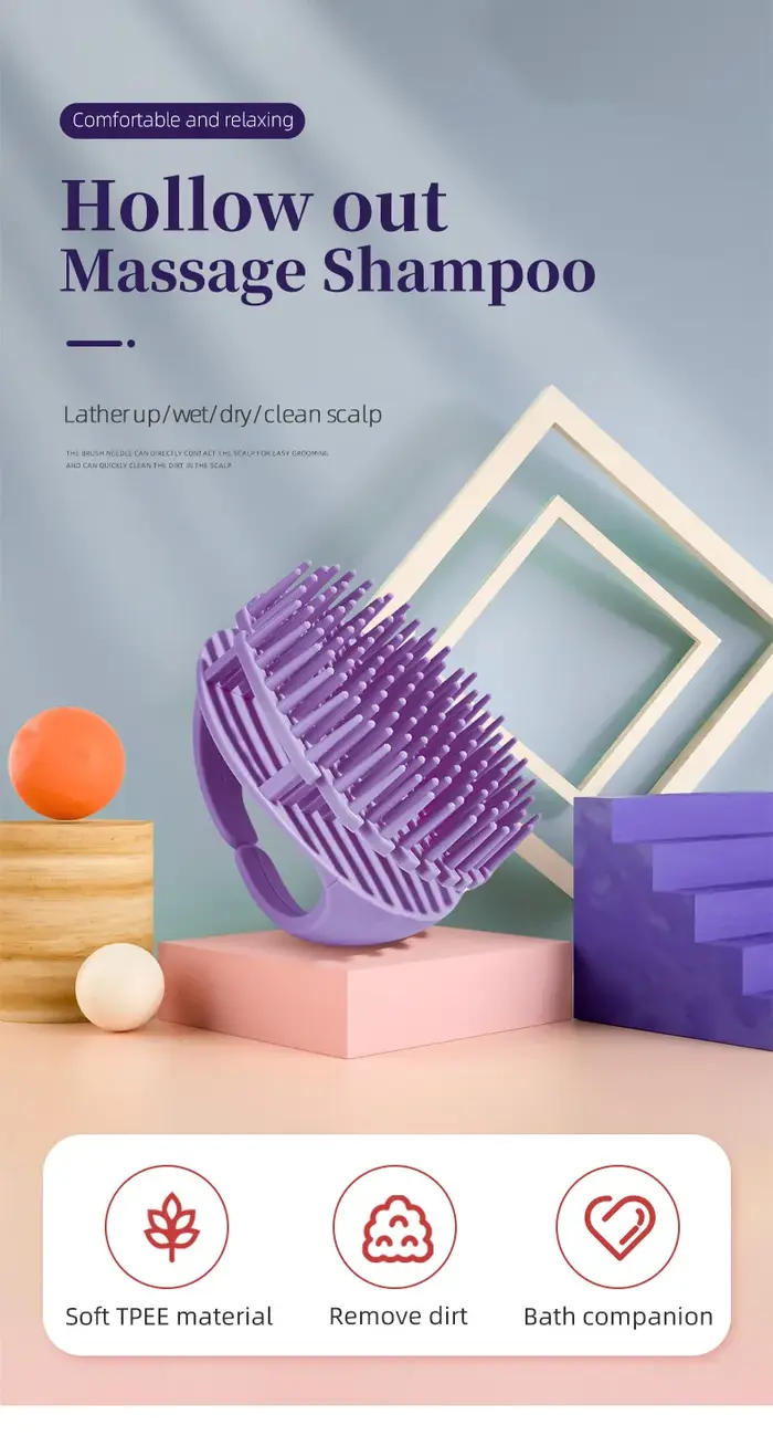 Brosse de massage en silicone pour cuir chevelu et corps