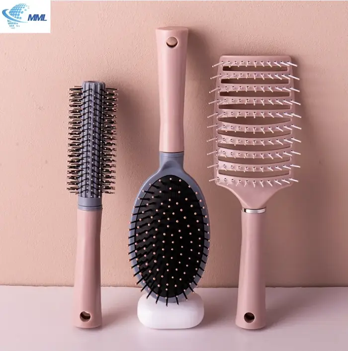 Peigne rond professionnel antistatique à poils cylindriques pour cheveux bouclés, peigne à dents en