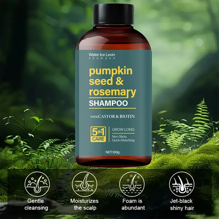 Shampoing eau glacée Levin graines de citrouille et romarin avec huile de ricin et biotine pour la croissance des