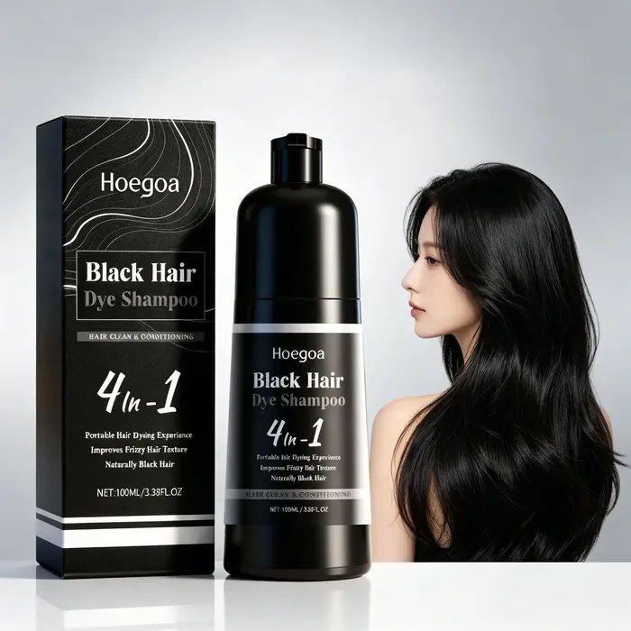 Shampoo colorant capillaire noir Hoegoa