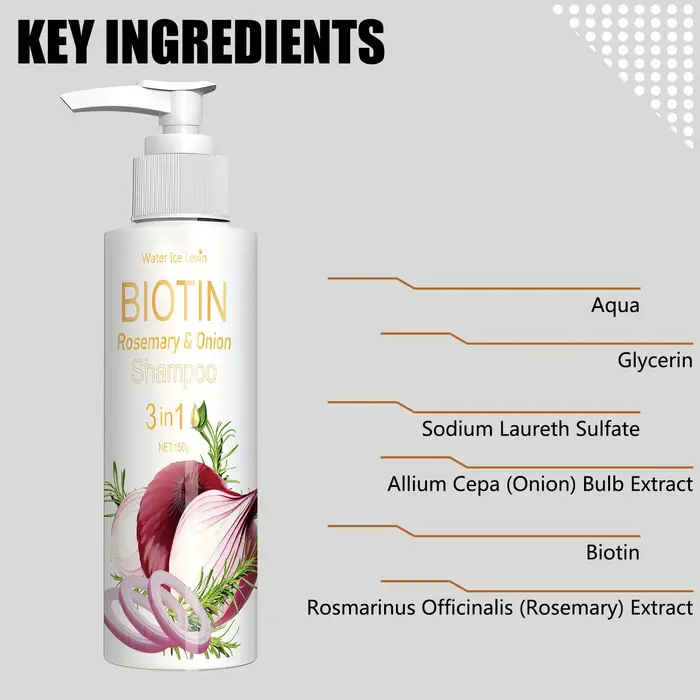 Shampoing à l'oignon au romarin et à la biotine