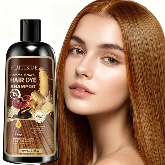Shampoo colorant capillaire brun caramel YUITIKUE - Shampooing