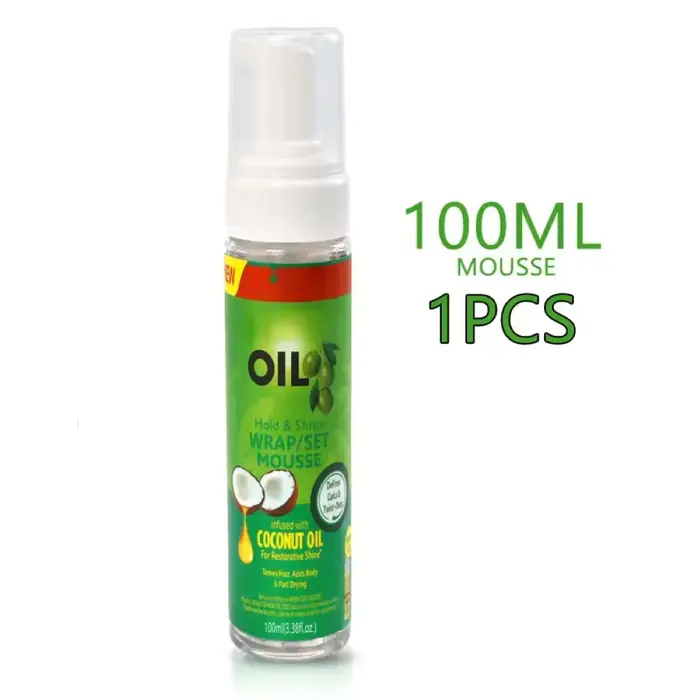 Mousse coiffante pour cheveux bouclés 100 ml, tenue forte, à l'huile d'olive, anti-frisottis, mousse