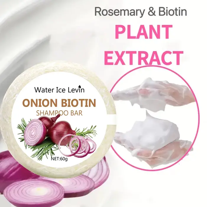 Savon shampooing à la biotine et à l'oignon 60g pour le soin du cuir chevelu et des cheveux