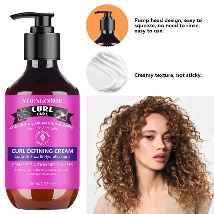 YOUNGCOME CURLCARE Crème définissante pour boucles à l'huile de coco et d'argan