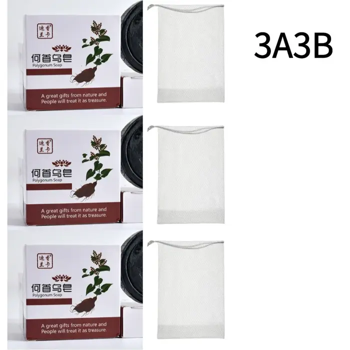 Savon Shampooing Polygonum Multiflorum Soin Capillaire Naturel Traitement Anti-Dommages Contrôle du Sébum Lissant Anti-Pelliculaire Noir Renforce les Racines