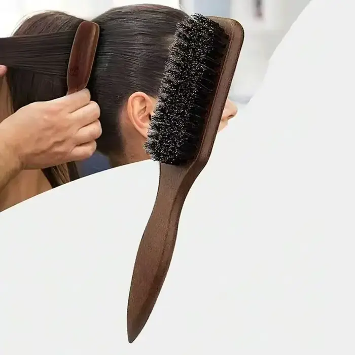 Brosse à cheveux en poils de sanglier (unisexe)-brosse à poils coiffants professionnelle sans parfum, adaptée aux cheveux épais/fins