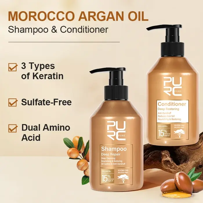 PURC réparation traitement des cheveux endommagés huile d'argan maroc acide aminé kératine lissage sans sulfate