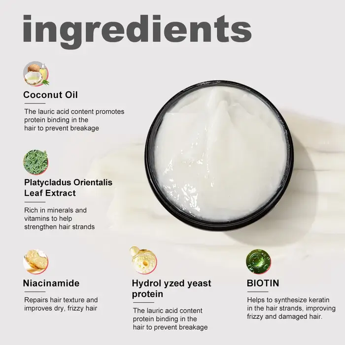 PURC huile de noix de coco masque capillaire réparation endommagé frisottis lissage nourrissant kératine traitements