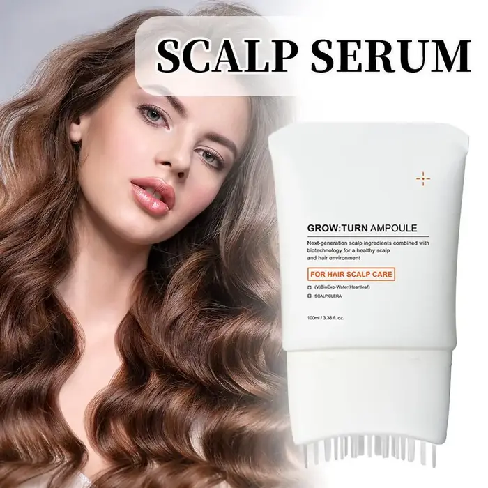 Sérum de croissance capillaire coréen n°1 avec applicateur de massage 100ml Grow:Turn Ampoule avec brosse pour la
