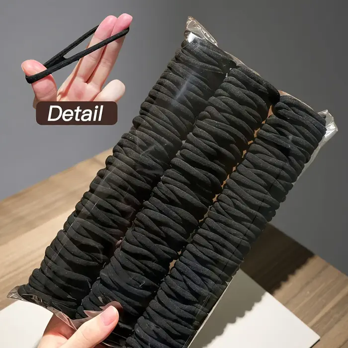 200 élastiques à cheveux noirs pour femmes