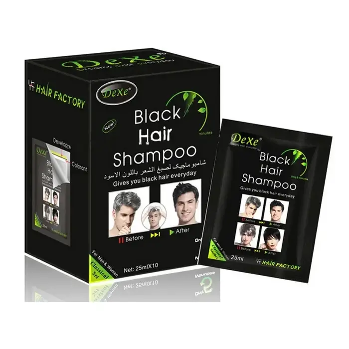 Shampoing pour cheveux noir, couleur seulement 5 Minutes, blanc, devenir noir, teinture rapide, 25ml