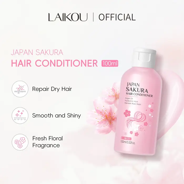 Shampooing/après-shampoing LAIKOU Japan Sakura pour réparer les cheveux abîmés