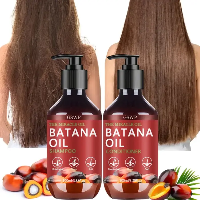 Ensemble shampoing et après-shampoing à l'huile de Batana GSWP, répare les cheveux abîmés, contrôle