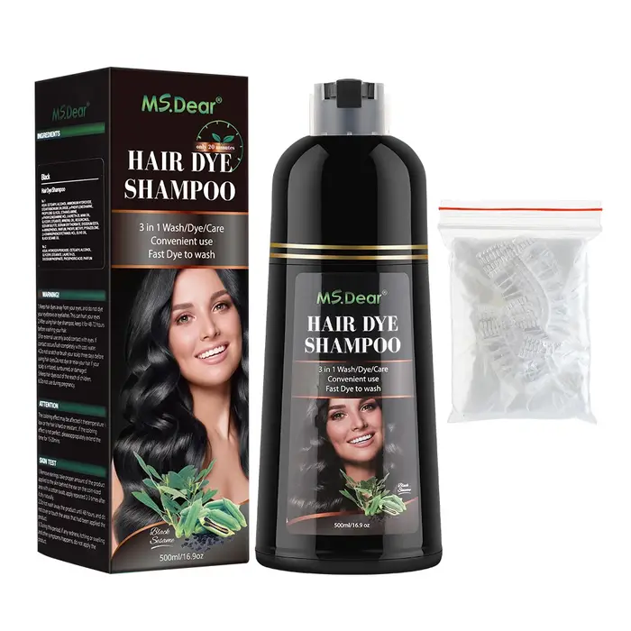 Shampooing colorant naturel organique pour cheveux, colorant en continu, cheveux blancs, assombrissa