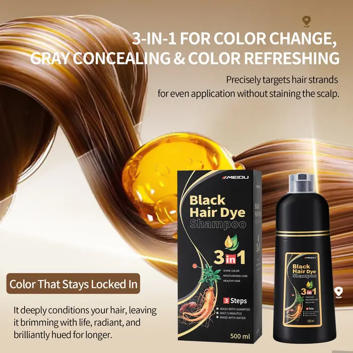 Shampoo colorant capillaire Meidu 3 en 1