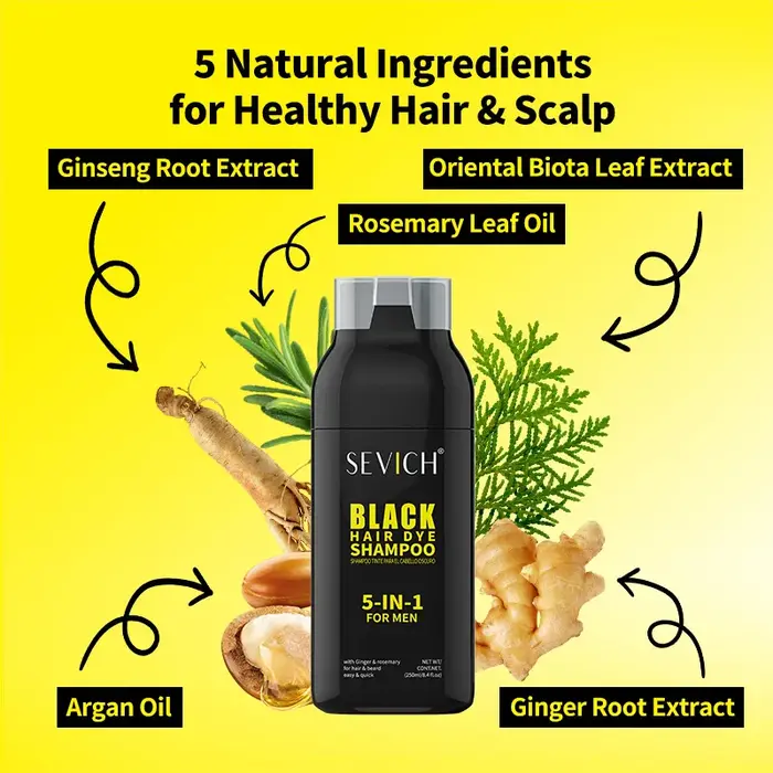 Shampoo colorant pour cheveux 5 en 1