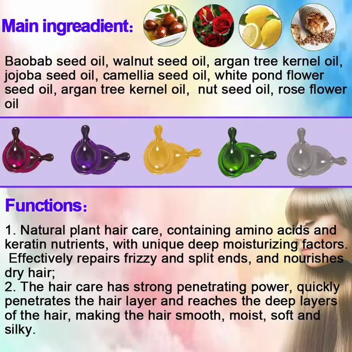 Flow-du-- Capsule de vitamine pour cheveux, masque capillaire lisse et soyeux, huile complexe KerBri