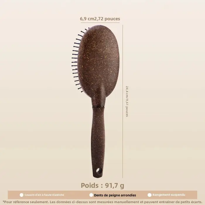 Brosse à cheveux à coussin d'air en noix de coco