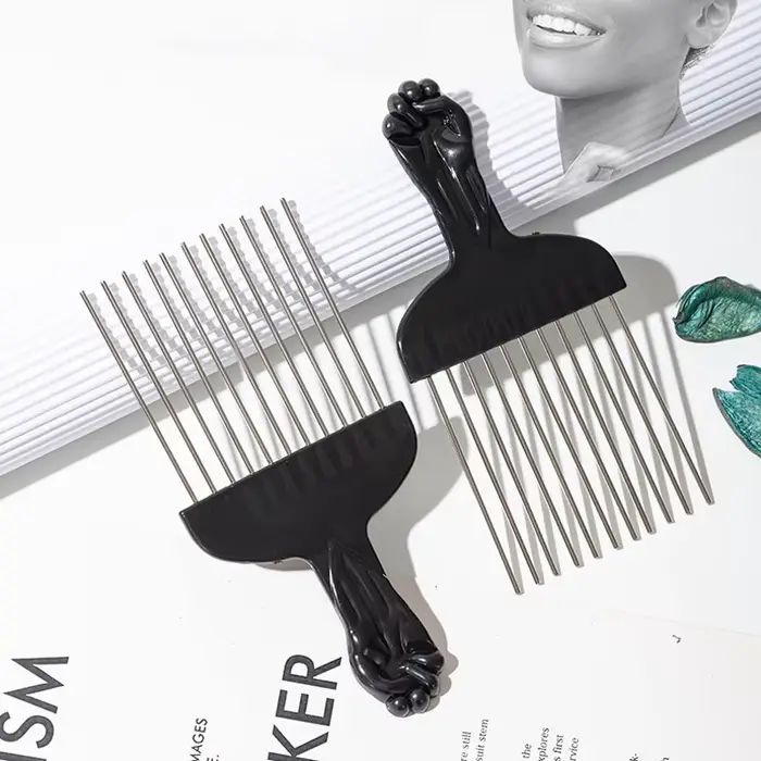 Peigne Afro afro-américain en métal noir pour Salon d'outils de coiffure
