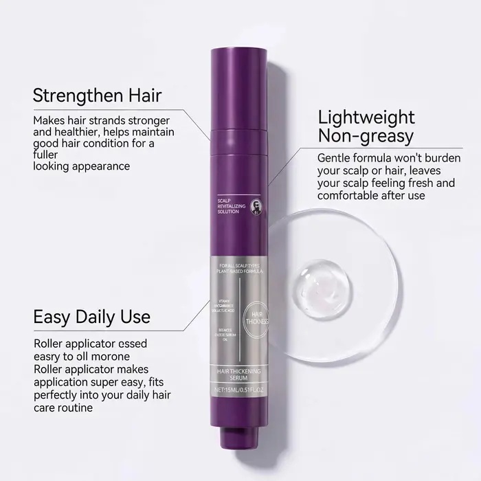 Sérum épaississant pour cheveux clairsemés, traitement du cuir chevelu, augmente l'épaisseur des cheveux, réduit la casse, soin capillaire coréen, roll-on métallique