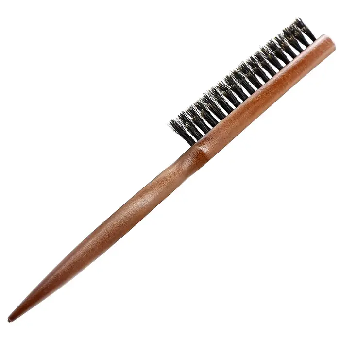 Peigne moelleux en poils de sanglier naturels, manche en bois, brosse à cheveux antistatique, peigne de barbier, Massage du cuir chevelu, outil de coiffure