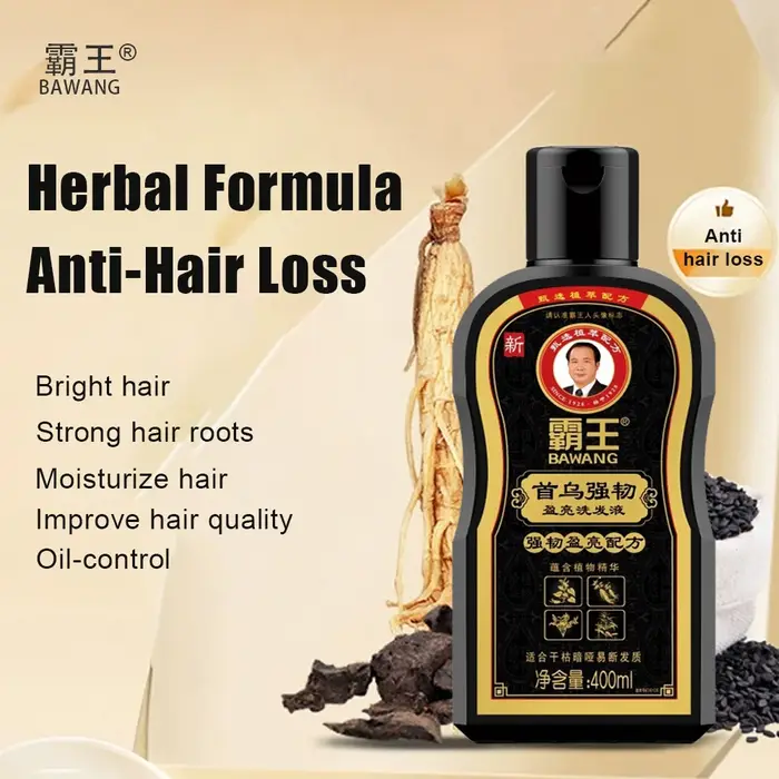 Shampoo Herbal Naturel Chinois Bawang 400ml - Shouwu & Ginseng - Soin Anti-Chute