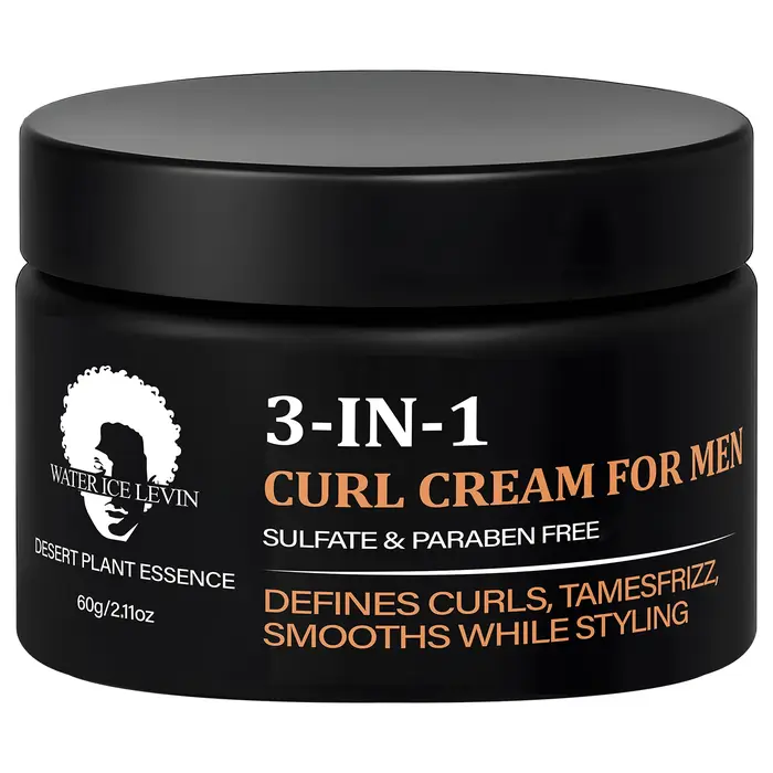 Crème 3 en 1 pour Boucles pour Hommes au Collagène et à l'Huile de Coco - Définit les Boucles, Rédui