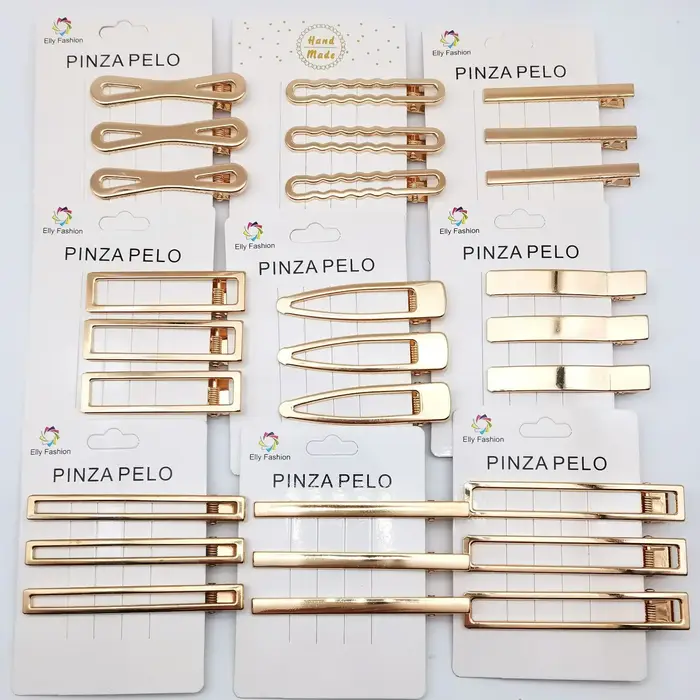 Épingles à cheveux coréennes simples en métal pour femmes, frange ajourée, Clip latéral, couleur or,
