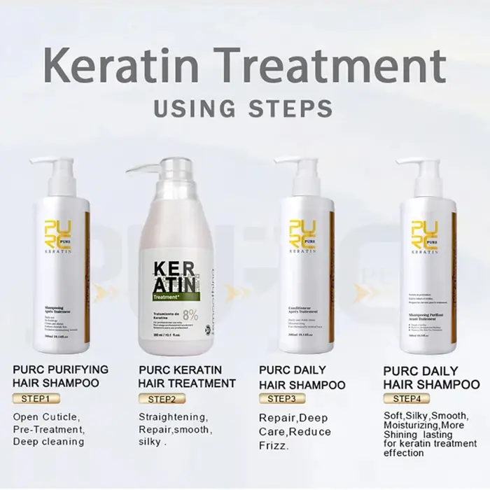 PURC Shampoing Quotidien Traitement de Nettoyage du Cuir chevelu Shampooing Post-Astraightenant à la Kératine 300 ml