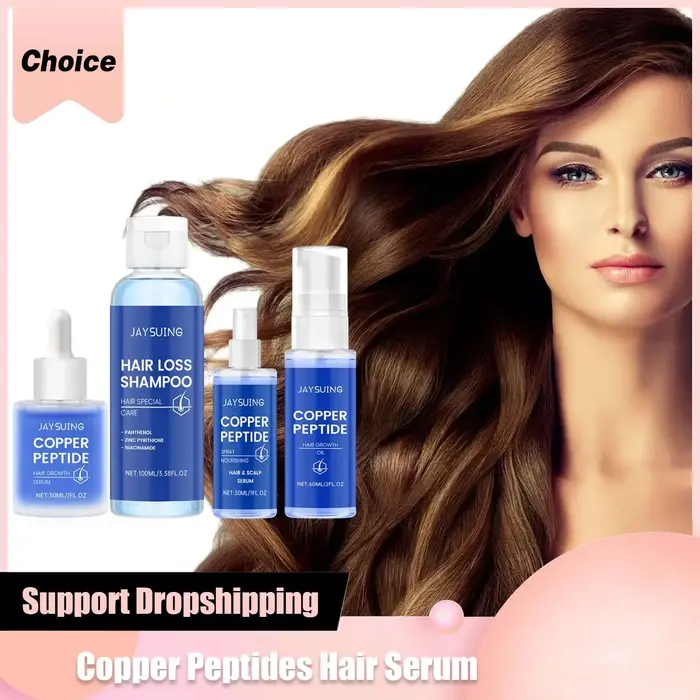 Sérum de croissance des cheveux, Peptides de cuivre, traitement du cuir chevelu, réparation, endommagé, crépus, nourrit, brillance douce, lissage, shampoing fortifiant