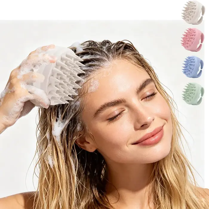 Brosse de massage du cuir chevelu en silicone pour shampoing