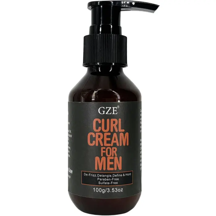 GZE MEN Crème définissante pour boucles à l'huile de ricin Crème nourrissante pour boucles, hydrate