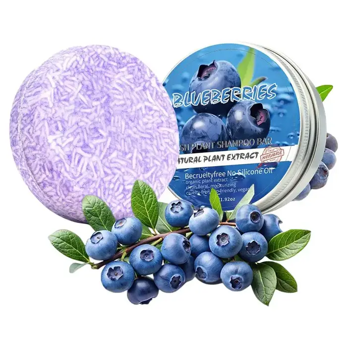 Shampooing et après-shampoing solides à la myrtille - Savon aux huiles essentielles végétales, contr