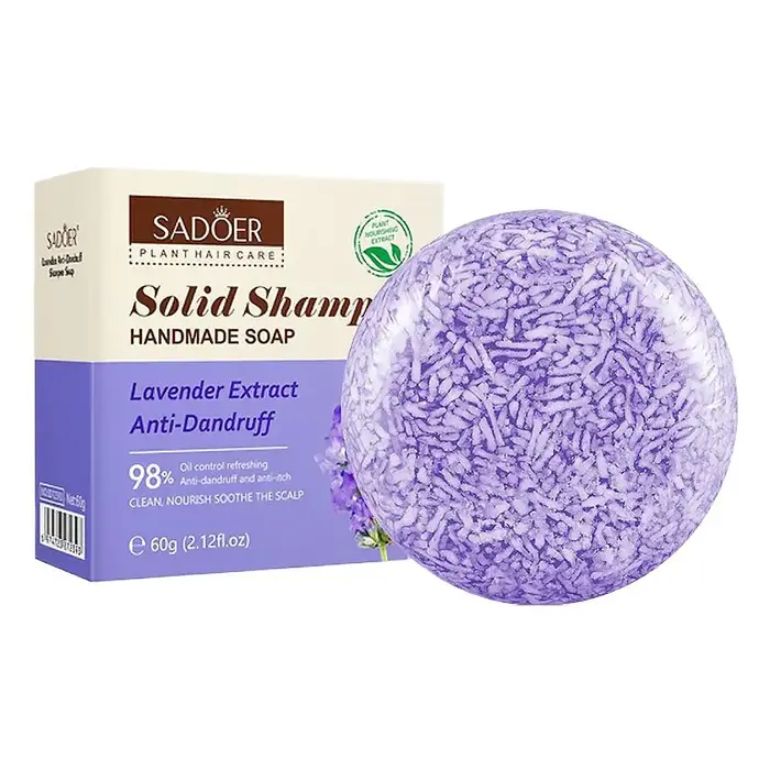 Shampooing Solide à la Lavande Anti-Pelliculaire et Contrôle du Sébum pour Cheveux Secs et Abîmés, S
