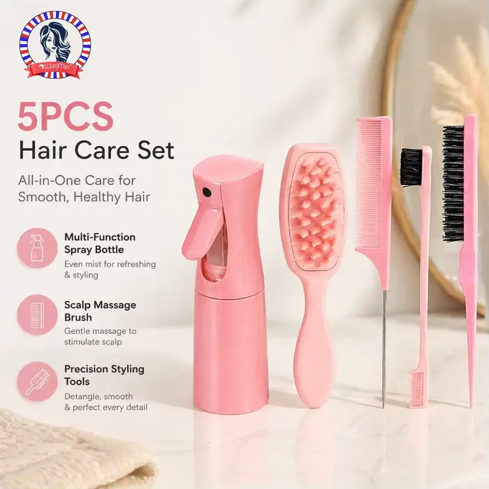 Ensemble de soins capillaires rose 5 pièces