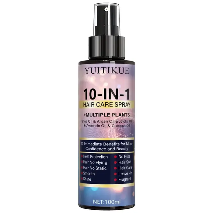 YUITIKUE Spray capillaire 10-en-1, après-shampoissant sans rinçage aux huiles naturelles pour des ch