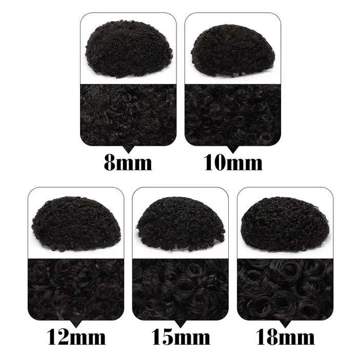 Prothèse capillaire pour hommes à cheveux bouclés