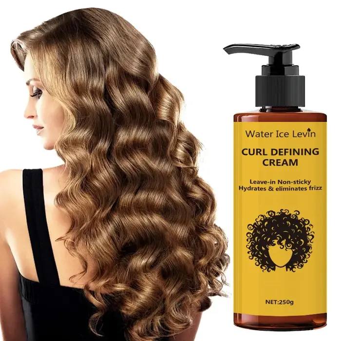 Crème coiffante pour cheveux bouclés contenant de l'huile de ricin, contrôle des frisottis longue du