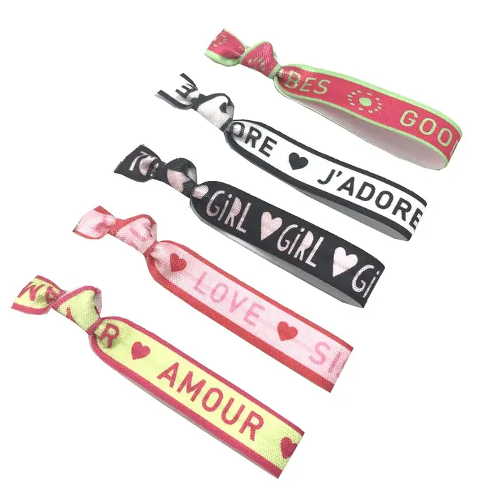 100 pièces bonheur amour étiquette noué cheveux cravate Bracelet bonnes vibrations Carpe Diem amour 