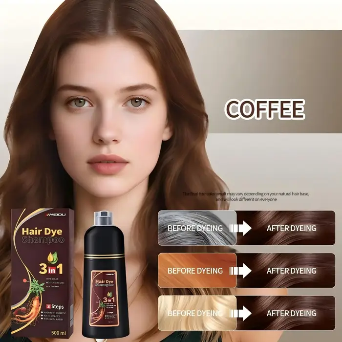 Shampoo colorant capillaire Meidu 3 en 1, facile à utiliser, hydratant et sain pour les cheveux, cré