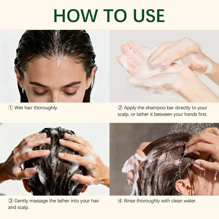 Barres de shampoing naturelles aux herbes - Nourrissantes et fortifiantes, pour des cheveux lisses et brillants, soin régulateur de sébum aux extraits végétaux doux.