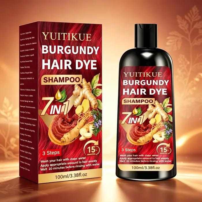 Shampoo colorant capillaire YUITIKUE Bourgogne 100ml 7 en 1 infusé aux plantes, couvre les cheveux g