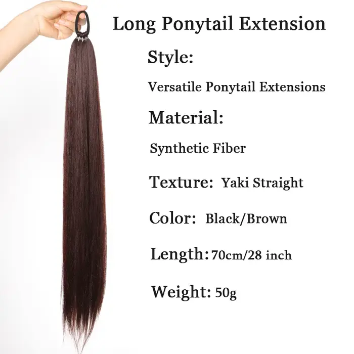 LUPU Extensions de queue de cheval synthétiques longues de 28 pouces avec bande élastique queue de c