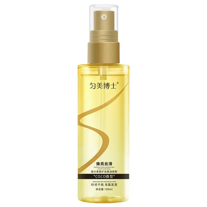 Huile capillaire anti-frisottis en spray, huile capillaire parfumée, lissante, légère et non grasse 