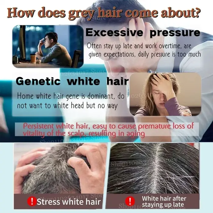 Huile capillaire gris-noir qui réduit la grisonnance précoce
