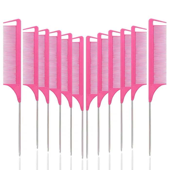 Peigne à queue pointue, 12 pièces, peigne de coiffure, teinture pour cheveux, résistant à la chaleur