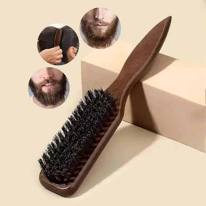 Brosse à cheveux en poils de sanglier (unisexe)-brosse à poils coiffants professionnelle sans parfum, adaptée aux cheveux épais/fins